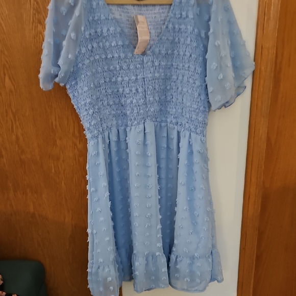 BTFBM Dresses & Skirts - Elegant Blue Textured Mini Dress